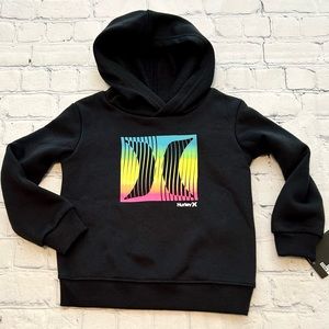 New black Hurley midweight hoodie sweatshirt with multicolor logo.
